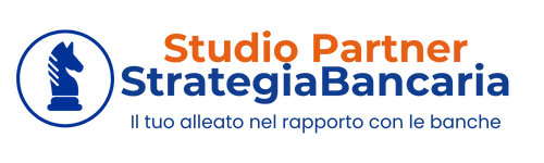 Logo "Studio Partner StrategiaBancaria" con payoff e sfondo trasparente