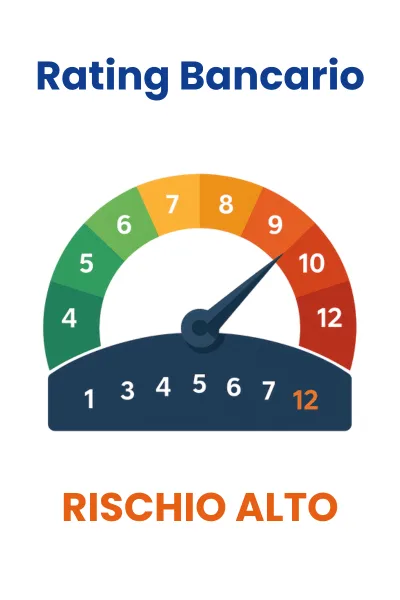 rating-bancario-rischio-alto-strategiabancaria-400x600 Grafico a tachimetro del rating bancario con indice da 1 a 12 - StrategiaBancaria