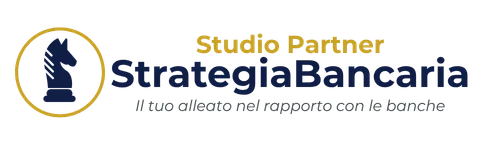 Cavallo scacchi color blu navy con cerchio attorno color oro - logo Studio Partner di StrategiaBancaria per commercialisti